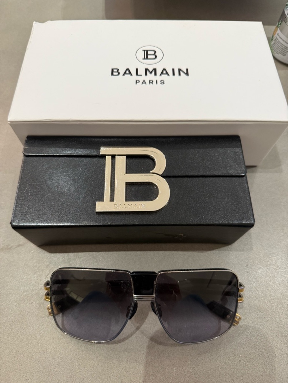 Balmain Black Sunglasses with Gold Detailing